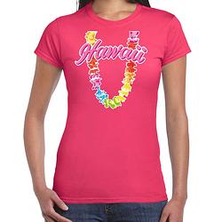 Foto van Hawaii slinger t-shirt roze voor dames 2xl - feestshirts