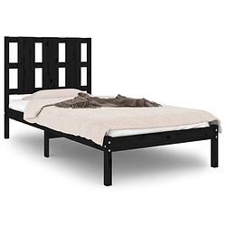 Foto van The living store houten bedframe - massief grenenhout - 205.5 x 95.5 x 100 cm - zwart