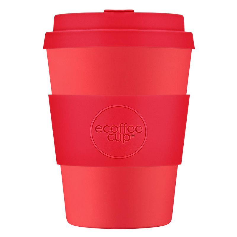 Foto van Ecoffee cup meridian gate pla - koffiebeker to go 350 ml - rood siliconen