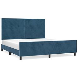 Foto van The living store bedframe donkerblauw fluweel - 203x166x118/128 cm - verstelbaar hoofdeind - ondersteunende poten -