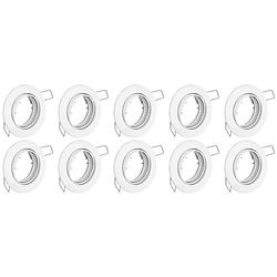 Foto van Spot armatuur 10 pack - gu10 fitting - inbouw rond - glans wit aluminium - kantelbaar ø82mm