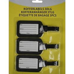 Foto van Kofferlabel / bagagelabel set 3 stuks zwart - bagagelabels