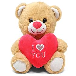 Foto van Licht bruine pluche knuffelbeer/teddybeer met i love you hartje 20 cm - knuffelberen