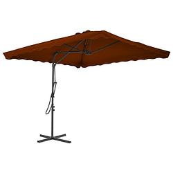 Foto van Vidaxl parasol met stalen paal 250x250x230 cm terracottakleurig