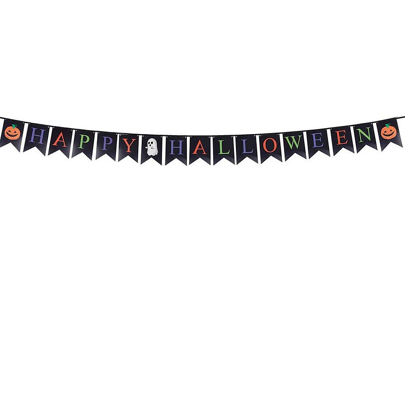Foto van Fiestas halloween/horror thema vlaggenlijn - papier - 300 cm - happy halloween - vlaggenlijnen