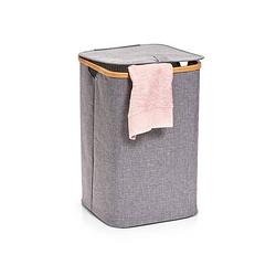 Foto van Zeller - laundry hamper, canvas/bamboo, grey