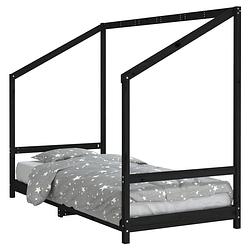 Foto van Vidaxl kinderbedframe 90x200 cm massief grenenhout zwart