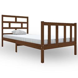 Foto van The living store houten bedframe - modern slaapkamermeubilair - 205.5 x 105.5 x 69.5 cm - kleur- honingbruin