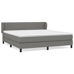 Foto van The living store boxspringbed - donkergrijs - 203 x 183 x 78/88 cm - pocketvering matras - middelharde ondersteuning -