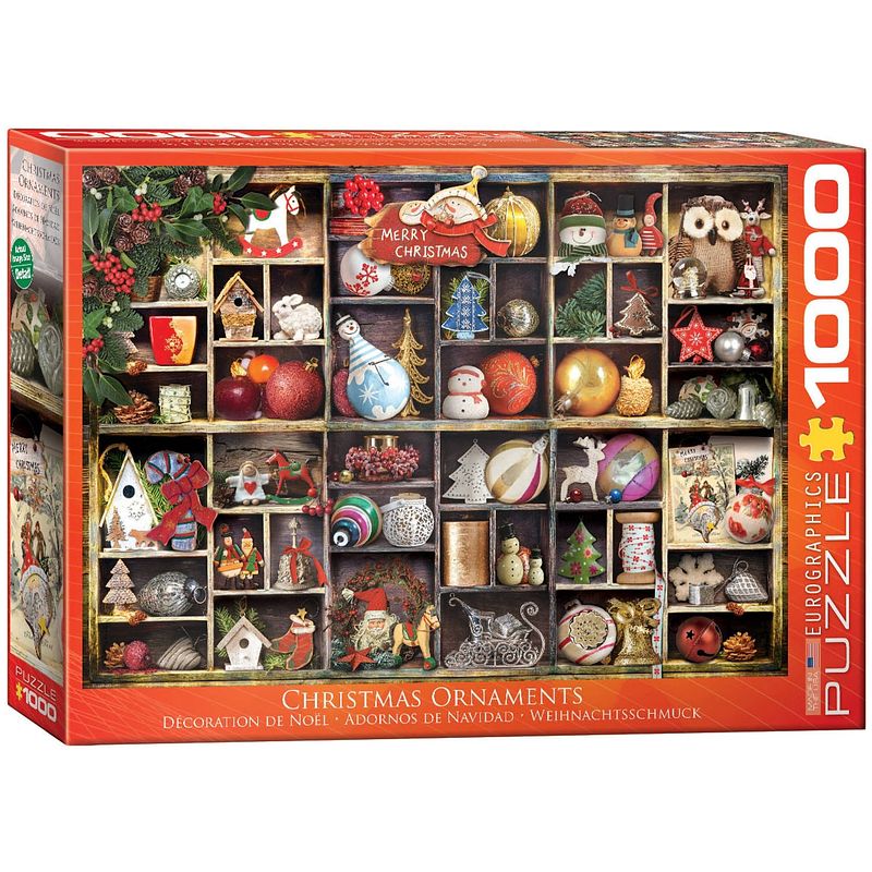 Foto van Eurographics puzzel christmas ornaments - 1000 stukjes