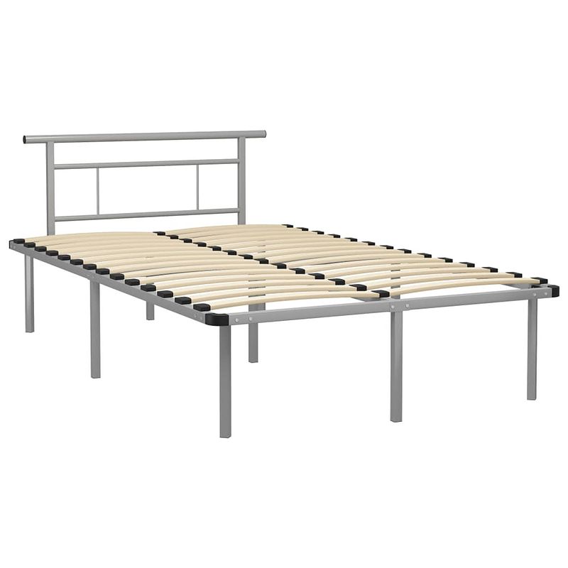 Foto van The living store metalen bedframe - grijs - 120 x 200 cm - massieve constructie - stevige lattenbodem - matras niet