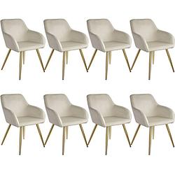 Foto van Tectake - set van 8 stoelen marilyn fluweellook - creme/goud - 404904