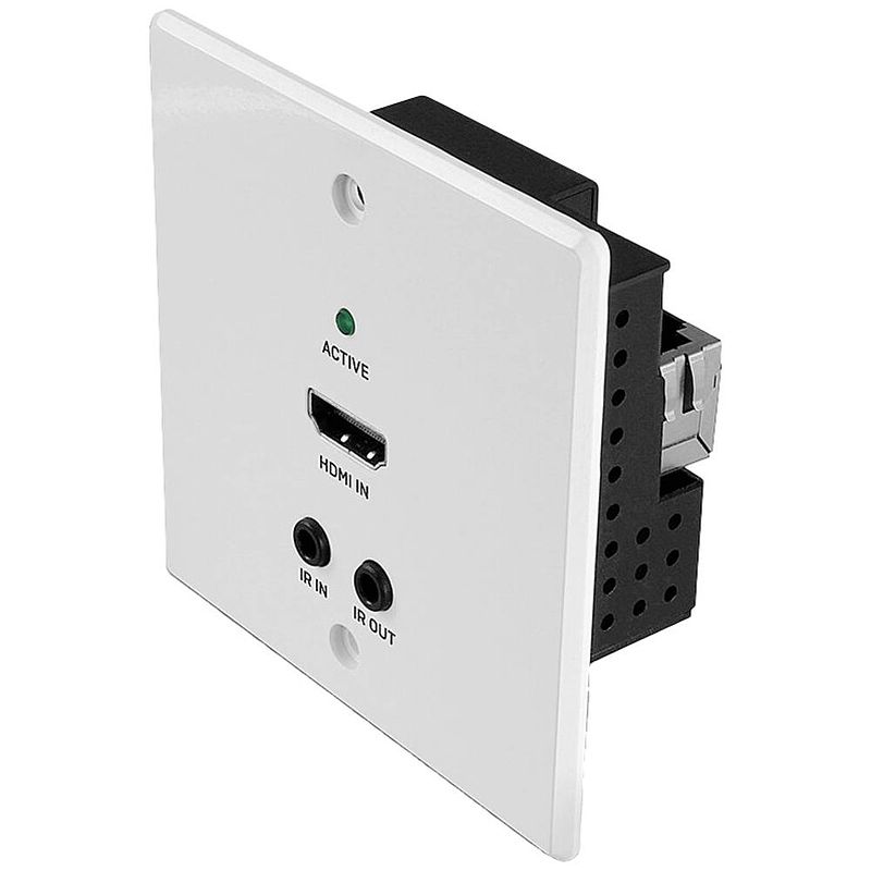 Foto van Lindy 70m cat.6 hdmi 4k60, ir & rs-232 hdbaset uk wall plate extender, transmitter hdmi, ir (3.5 mm jackplug) extender (verlenging) 70 m