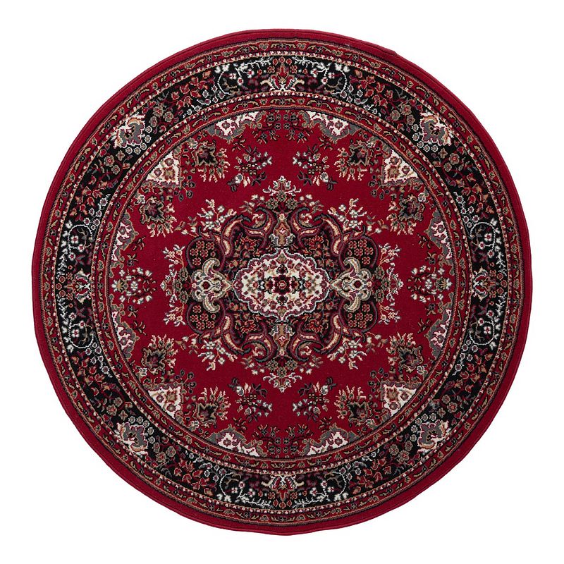 Foto van Vintage vloerkleed rood rond - perzisch - retro - 160cm (m) - nain - interieur05