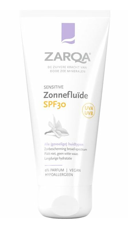 Foto van Zarqa sensitive zonnefluïde spf30