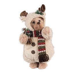 Foto van Clayre & eef kerstdecoratie beer 38 cm beige bruin stof beige