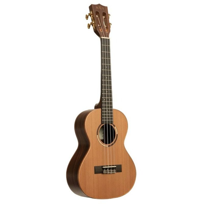 Foto van Kala ka-ascp-t all solid cedar pau ferro tenor ukelele met koffer