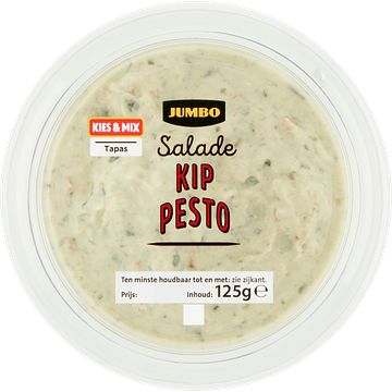 Foto van 3 voor € 6,00 | jumbo kip pesto salade 125g aanbieding bij jumbo