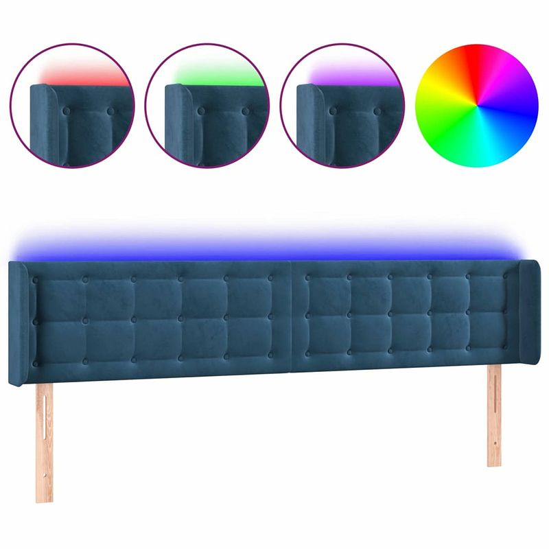 Foto van Vidaxl hoofdbord led 163x16x78/88 cm fluweel donkerblauw