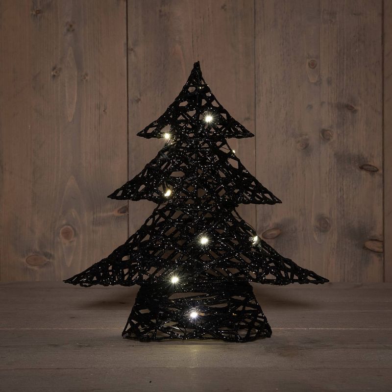 Foto van Anna'ss collection - b.o.t. tree 30 cm dark glitter 10led warm white