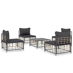 Foto van Vidaxl 5-delige loungeset met kussens poly rattan antracietkleurig