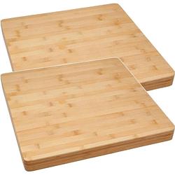 Foto van 2x stuks grote snijplank/serveerplank vierkant 37 x 3,5 cm van bamboe hout - snijplanken