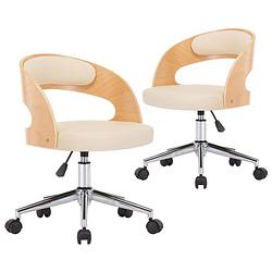 Foto van The living store eetkamerstoelen - set van 2 - crème - kunstleer - 48 x 53 x (66.5-74.5) cm - ergonomisch