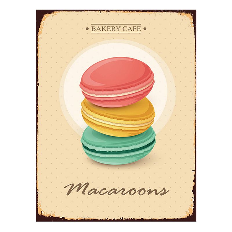 Foto van Clayre & eef tekstbord 25x33 cm beige ijzer macarons bakery wandbord beige wandbord