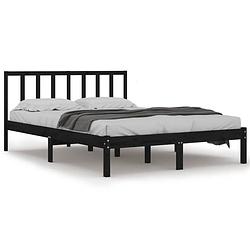 Foto van The living store bedframe grenenhout - zwart - 205.5 x 126 x 100 cm - 120 x 200 cm