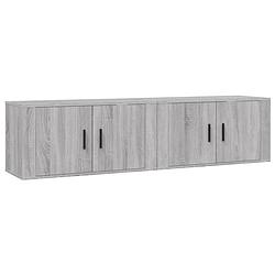 Foto van The living store tv-wandmeubel - grijs sonoma eiken - set van 2 - 80 x 34.5 x 40 cm - duurzaam hout