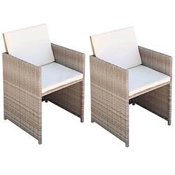 Foto van Vidaxl tuinstoelen 2 st met kussens poly rattan beige