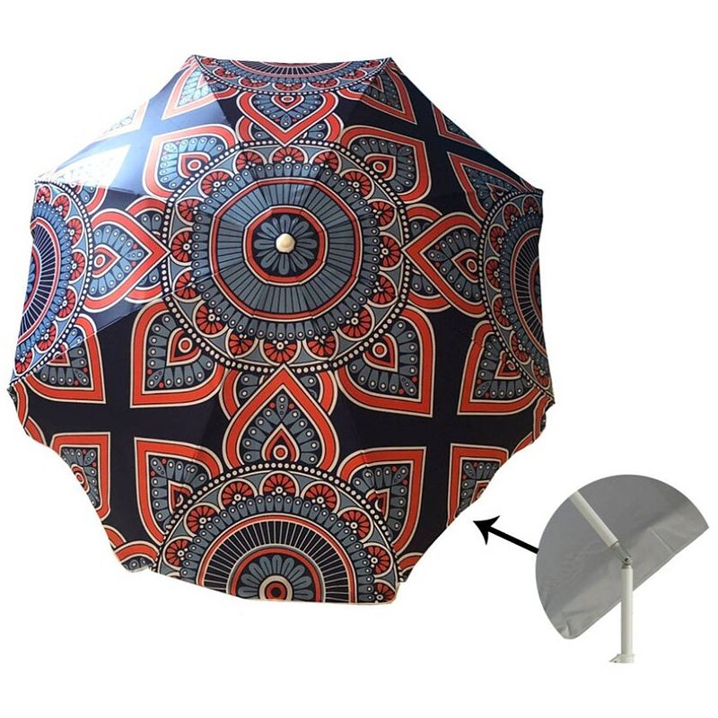 Foto van Gerimport strandparasol180 cm nylon/aluminium rood/blauw