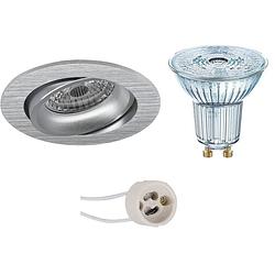 Foto van Led spot set - osram parathom par16 940 36d - pragmi delton pro - gu10 fitting - dimbaar - inbouw rond - mat zilver -