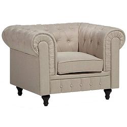 Foto van Beliani chesterfield - fauteuil-beige-polyester