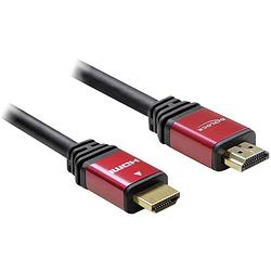 Foto van Delock hdmi aansluitkabel hdmi-a stekker, hdmi-a stekker 5.00 m rood/zwart 84335 vergulde steekcontacten, met ferrietkern hdmi-kabel