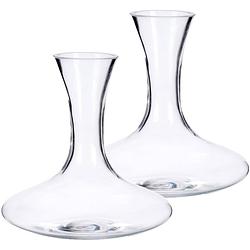 Foto van Set van 2x stuks glazen wijn karaffen / decanteer kannen 1,4 liter 21 x 21 cm - decanteerkaraf