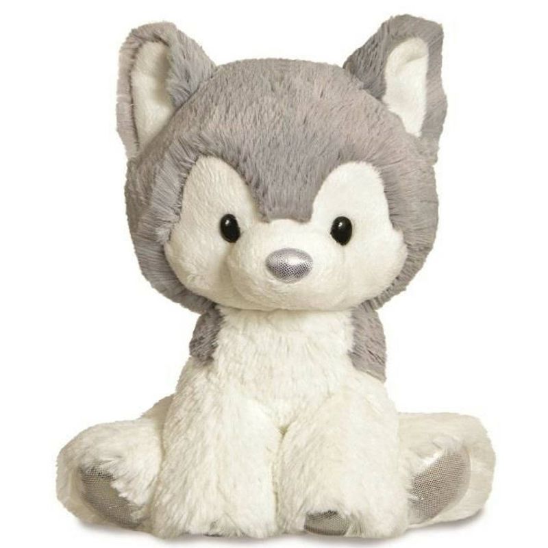 Foto van Aurora knuffel glitzy tots husky 20 cm pluche wit/grijs