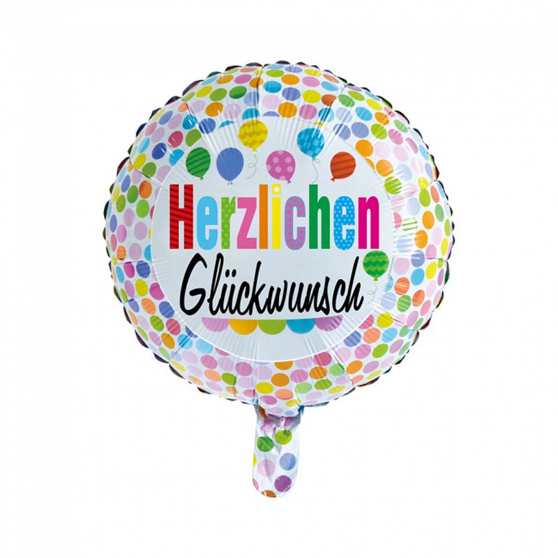 Foto van Wefiesta folieballon herzlichen glückwunsch dots 45 cm wit