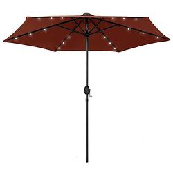 Foto van Vidaxl parasol met led-verlichting en aluminium paal 270 cm terracotta