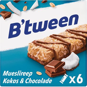 Foto van Hero b'stween mueslireep kokos & chocolade 6 x 25g bij jumbo