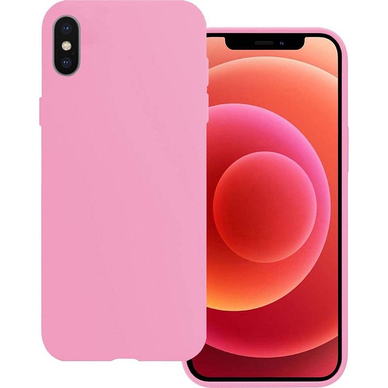 Foto van Basey hoes voor iphone xs hoesje siliconen case back cover - hoes voor iphone xs hoesje siliconen hoes - roze