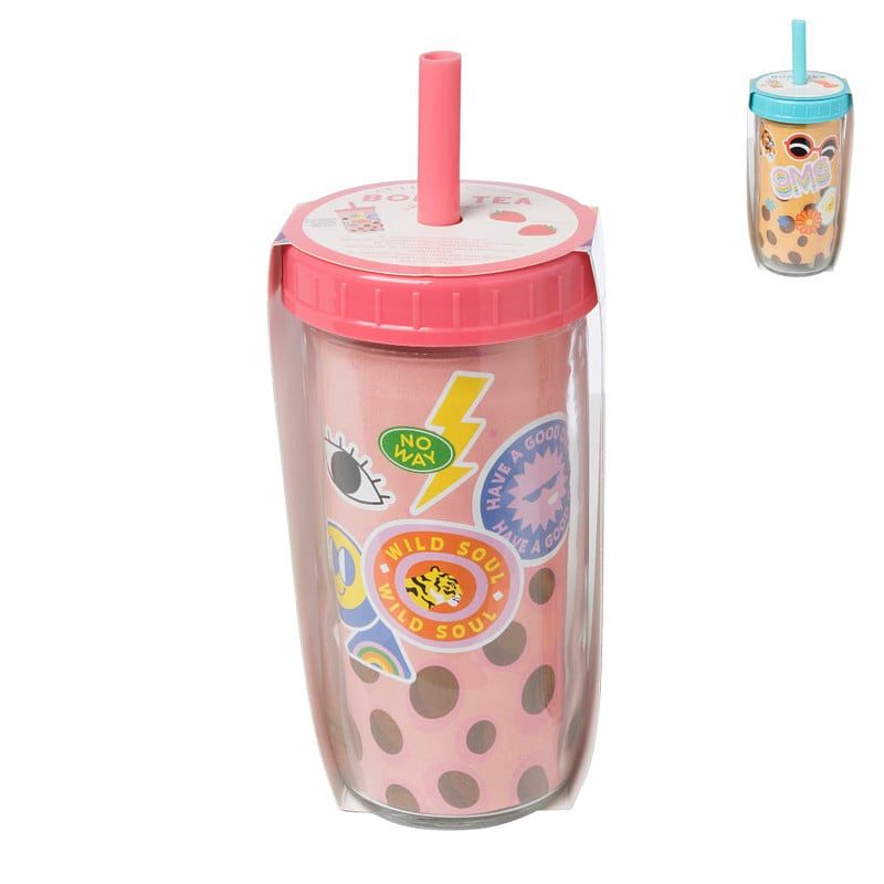 Foto van Bubble tea drinkbeker gift set - diverse kleuren