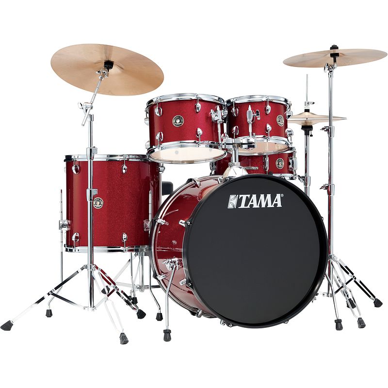 Foto van Tama rm52kh6-cpm rhythm mate candy apple mist 5d. drumstel incl. meinl bekkenset