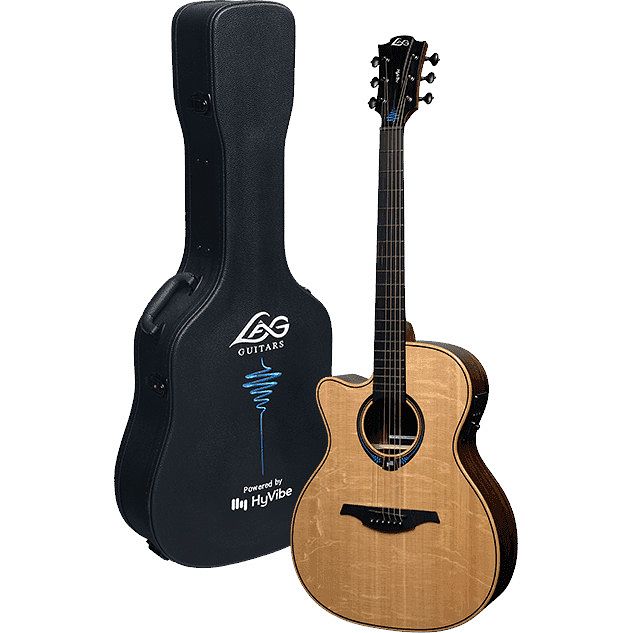 Foto van Lag guitars tramontane hyvibe 30 tlhv30ace glossy lh e/a western linkshandig met multi-effect en bluetooth