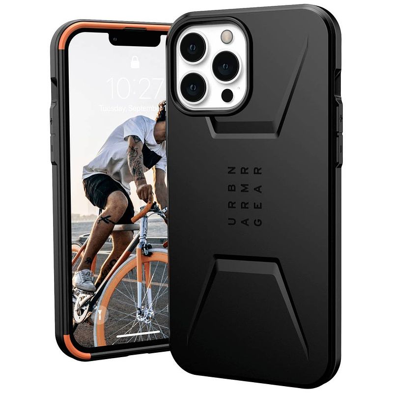 Foto van Urban armor gear civilian magsafe case backcover apple iphone 13 pro max zwart