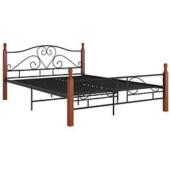 Foto van The living store metalen bedframe - trendy - tweepersoonsbed - 210x167x90 cm - zwart en donkerhout