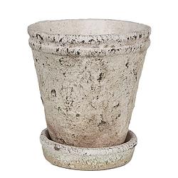 Foto van Clayre & eef bloempot ø 13x14 cm beige steen plantenpot beige plantenpot