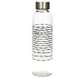 Foto van Glazen waterfles/drinkfles/sportfles - helder transparant - met rvs dop - 500 ml - drinkflessen