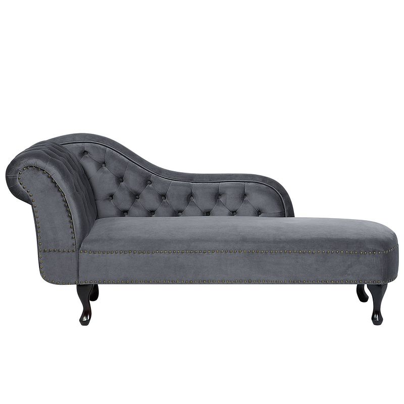 Foto van Beliani nimes - chaise longue-grijs-fluweel