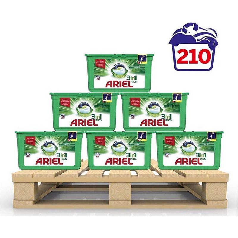 Foto van Ariel 3in1 pods original - 6 maanden box 210 wasbeurten - wasmiddel capsules